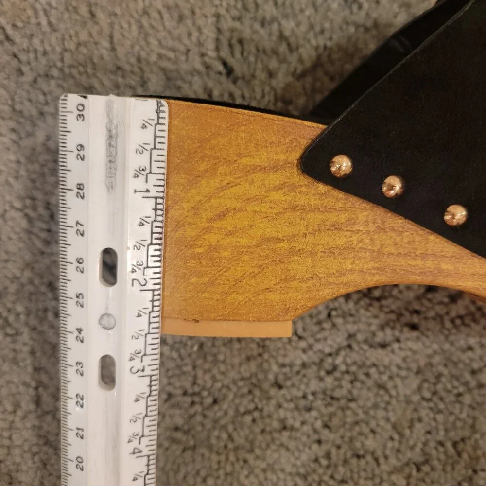 SOLD 👠New Black Wood Clog Wedge Platform Suede Buckle Sandal Shoe Slip On Sl💃 - Picture 5 of 10